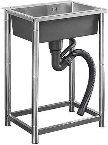 Fregadero de garaje comercial, fregadero industrial independiente para interiores, fregadero de lavandería al aire libre de 1 compartimento,