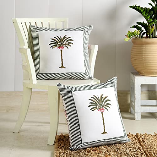 Image of Ravaiyaa - Attitude is everything Cotton Hand Block Printed Soft Cushion Cover Pillow Case 16 inch Square Cushion Sham Set of 2 Piece