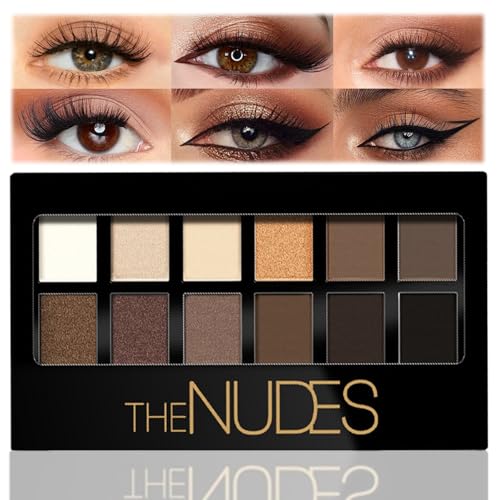 FresFresi Smoky Nude Eyeshadow Palette - Highly Pigmented, Waterproof, Long-lasting Matte & Shimmer Makeup with 12 Brown Shades