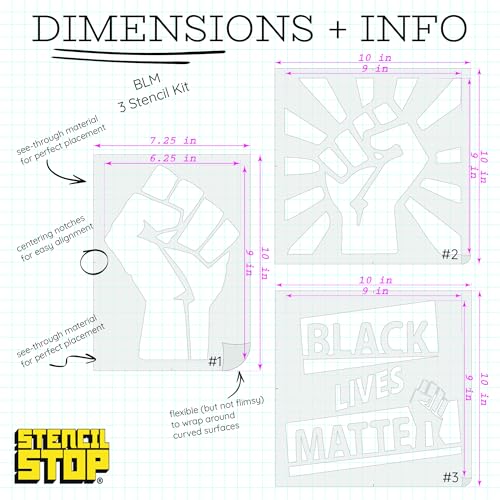 Stencil Stop BLM1 Blm Fist Stencil Set - Black Lives Matter Stencils For Protest Signs thumb #1
