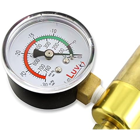 LeLuv Precise Gauge with Brass Male 1/8 inch Npt Fitting for Vacuum Pumps Brand Cover