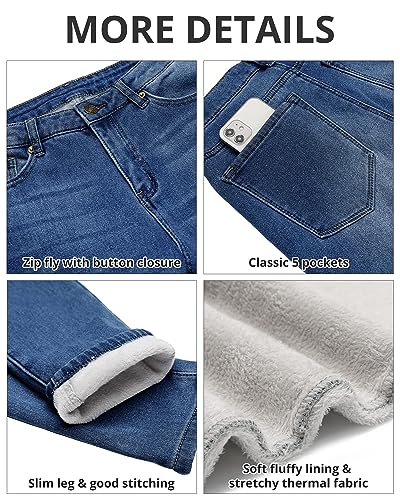 Roskiky High Waist Jeans Damen Skinny Hose Elegant Leggings Blau Dunkelblau XL