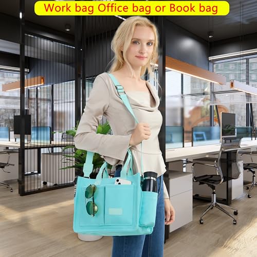Image of ZHMO Canvas Tote Bag for Women,Women's Bags Crossbody Bags Work Laptop Tote Bag Large Handbags Purse for Travel Nurse Teacher