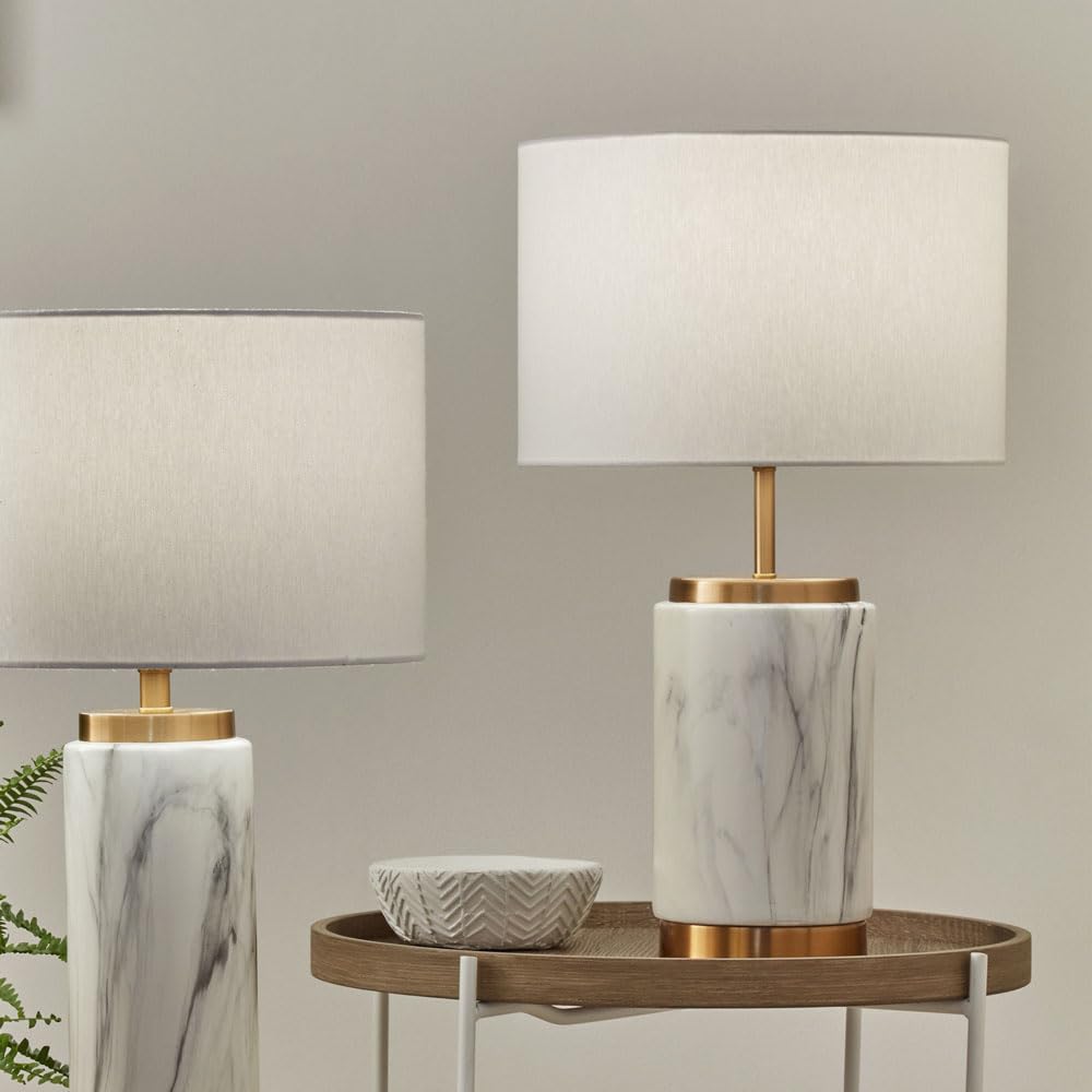 Pacific Lifestyle Ceramic Table Lamp - Marble Effect - Gold/White