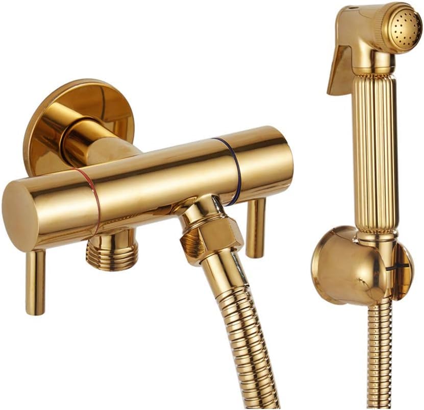 Handheld Bidet Sprayer Brass Handheld Bidet Sprayer Gold Hand Shower Bidet Sprayer for Intimate Hygiene and Bedpan WC