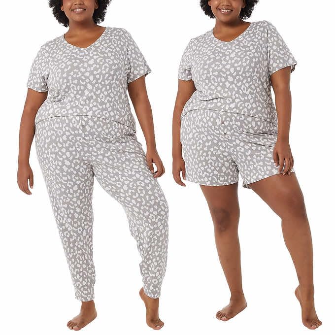 32 DegreesLounge Sets for Women - Pajama Sets 3 Piece - Jogger, Shorts, Shirt - Womens Sleepwear (Gray, XL)