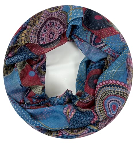 Van Der Rich ® - Loop Schal mit Muster Schlauchschal Halstuch - Damen (24-Rot-Blau)