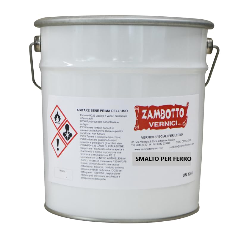 ZAMBOTTO VERNICI SMALTO PER FERRO DI FINITURA PER INTERNI ED ESTERNI (LUCIDO) (25L, RAL 9000 BIANCO E NERO)