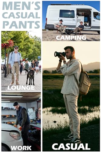 Men's Slim Fit Casual Pants Ripstop Lightweight Water Resistant Cargo Utility Work Pant Straight Leg3