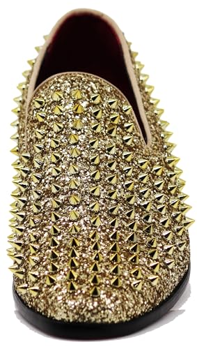 Image of SPK70 Men's Vintage Spike Dress Loafers Slip On Fashion Shoes Classic Tuxedo Dress Shoes