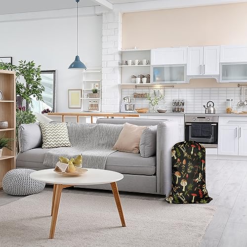 Swono LAUNDRY-WL-BAGS3361 Mushrooms Laundry Bag Drawstring Closure Fall Jungle Theme Floral Cherry Exotic Botanical Plant Heavy Duty Laundry Portable thumb #5