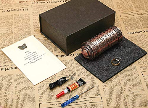 Image of Cryptex Da Vinci Code Mini Cryptex Lock Puzzle Boxes with Special Compartments Anniversary Valentine's Day Romantic Birthday Gifts for Her Gifts for Girlfriend Box for Men