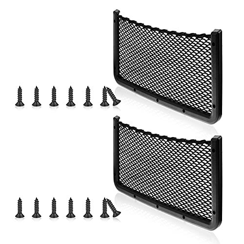 2 Pieces ABS Plastic Frame Car Storage Net Bag Phone Car Mesh Net Holder RV Storage Boat Cargo Pocket Organizer Framed Mesh Net Pocket with Screws for Auto RV Net (16 x 8 Inch)