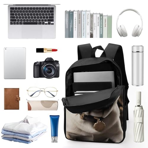Cool Pug Dog Backpack - Durable 600D Polyester, 17 Inch Backpack with Ergonomic Adjustable Straps, Lightweight Travel Bag for Men & Women3