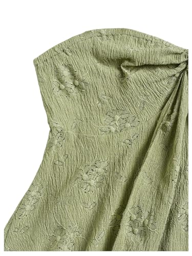 SweatyRocks Women's Knot Bow Front Eyelet Embroidery Textured Strapless Tube Tops3