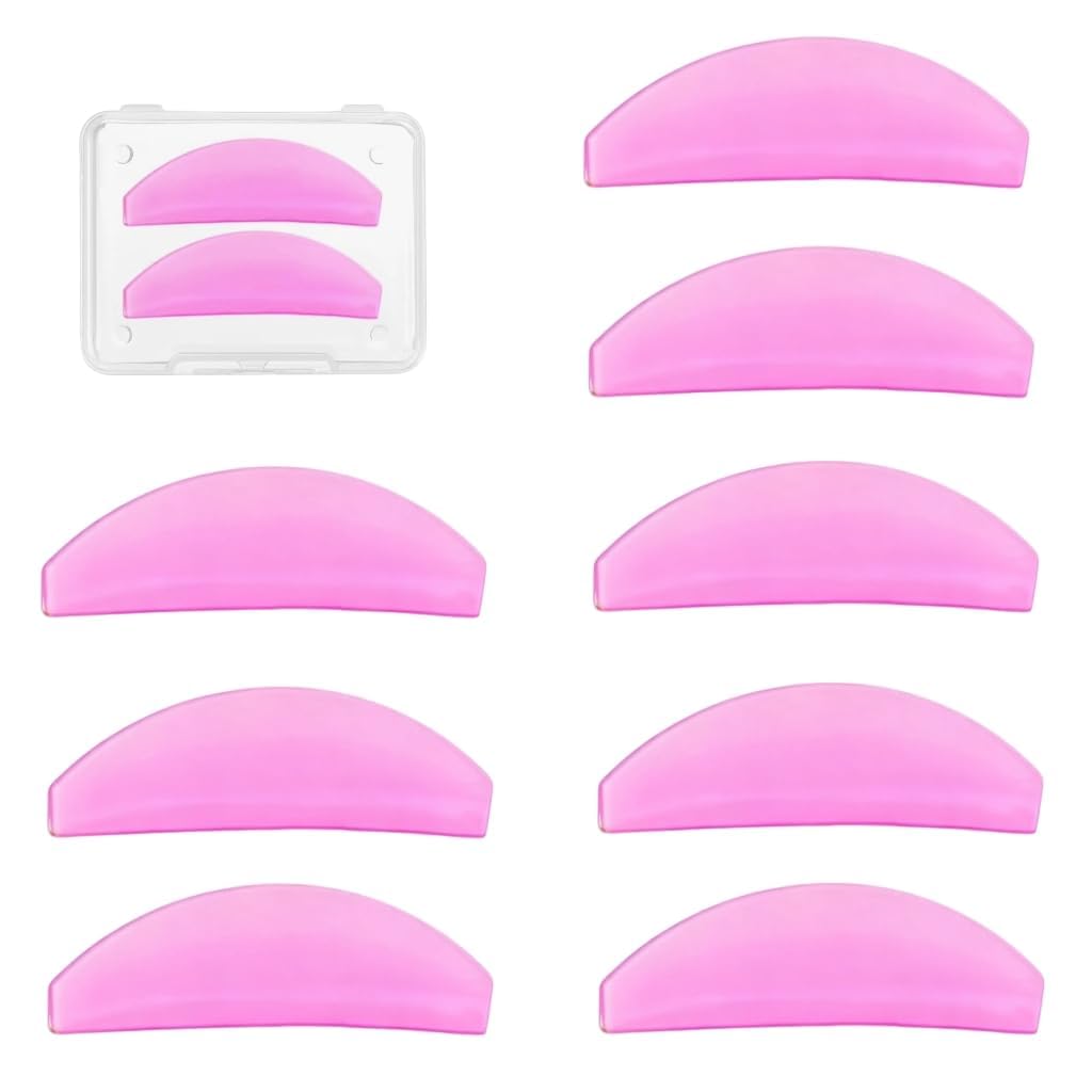 8 Stück Wimpernlifting Pads, Wimpernlifting-Papierstreifen, Ultradünne Klebrige Silikonpads, Wiederverwendbar, Kein Kleber Nötig, Für Dauerwelle, Lamination, Augenklappe, Salonbedarf, Pink-Rosa
