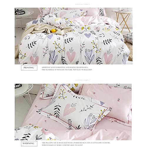 HighBuy Girls Duvet Cover Twin Floral Aesthetic Bedding Set White Pink Premium Cotton Teens Flower Kids Coquette Bedding Set Comforter Cover Soft Branches Boho Bedding Collection Pink