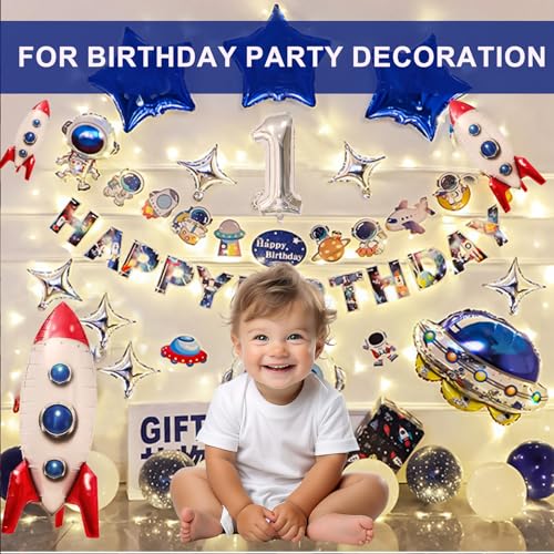 Axiyanx FY103HJQQ-1 2 Pcs Large Rocket Balloons,33Inch Space Themed Party Decorations,4D Aluminum Film Galaxy Balloons,Space Balloons For Kids Toys,Toy Story Balloons thumb #3