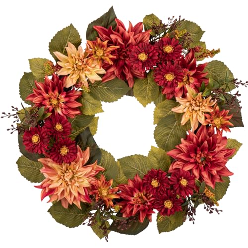 24" Artificial Christmas Wreath for Front Door Flower Wreath with