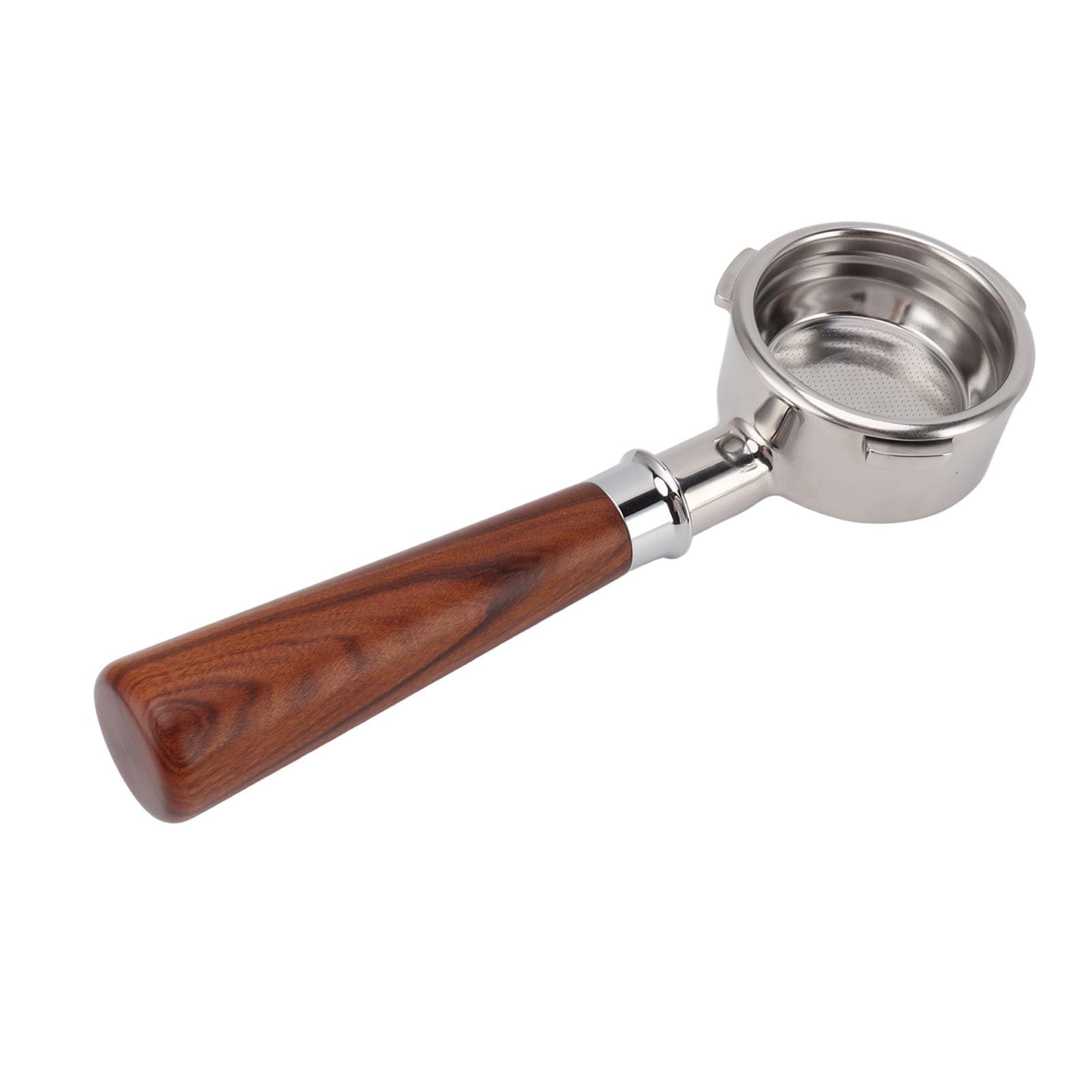 Pssopp Portafiltro sin Fondo de 58 mm, Diseño de 3 Orejas con Mango de Madera Maciza de Secoya para Máquinas de Café, Estilo A1