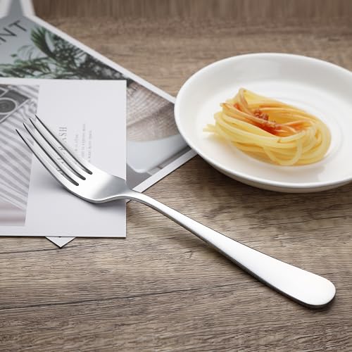 Image of Amazon Basics Stainless Steel Dinner Forks with Round Edge, 10 Pack of 12, 120 count total, Silver