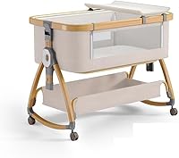 Vista 1 de bonbay Moisés de bebé, moisés de noche para bebé, 4 en 1, moisés portátil con ruedas, mosquitero y cesta de almacenamiento, cuna mecedora ajustable