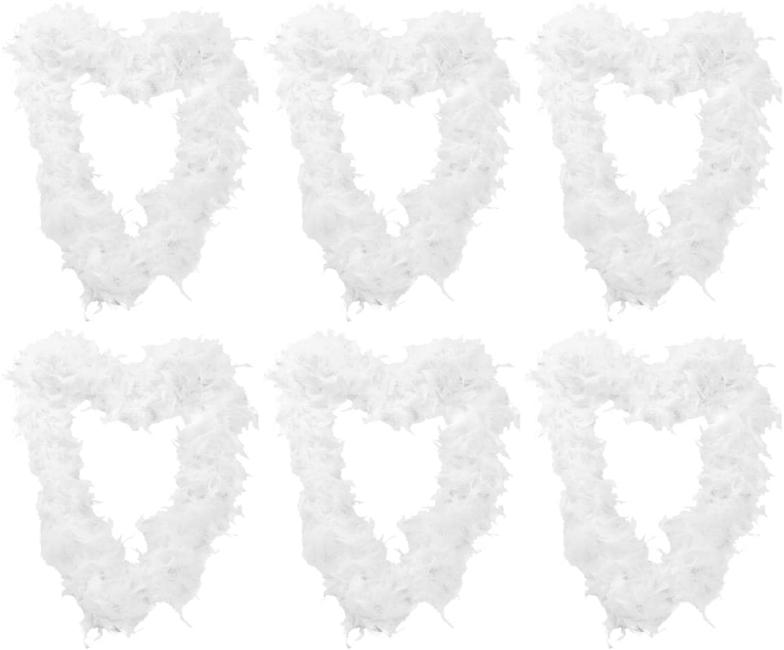 ILOVEFANCYDRESS Lot de 6 boas à plumes pour enterrement de vie de jeune fille/déguisement années 20 180 cm 80 g
