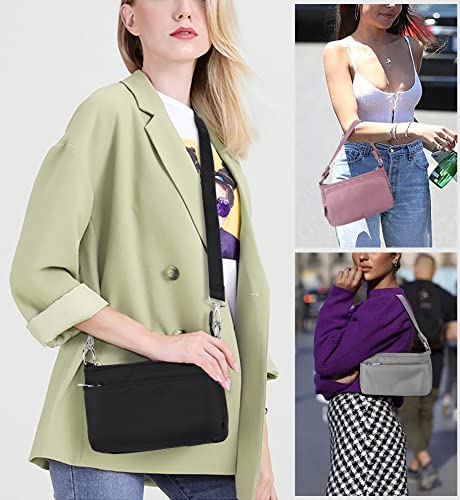 UTO Small Crossbody Bags for Women 3 Zippers Shoulder Purse with Detachable Handle and Adjustable Strap2