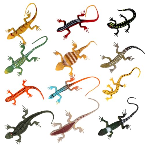 Doyomtoy Lagarto de Goma, 12 Piezas Lagarto Reptil Mini Reptil Jugar Figuras realistas Reptil Juguetes Reptiles Decoraciones de Fiesta Adecuado para parodias, Fiestas, Decoraciones