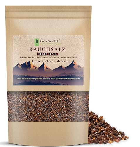 Gourmetia Rauchsalz grob 900g, naturbelassenes kaltgeräuchertes Meersalz - auch als fein