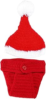 PRETYZOOM 2 Peças Kit De Fotografia De Natal Tejida Recien Nacido Adereços Para Recém-Nascidos Adereços Fotográficos Adereços Para Fotos De Bebês Recém-Nascidos Chapéu De Noel Roupas