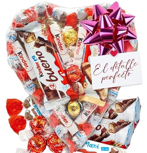 Corazon de Chocolate con Kinder Bueno, Shochobons, Chocolate y Bombones Lindt. Regalo Ideal para Parejas, Día de la Madre, Cumpleaños... [IAMI] | Ya disponible en tu tienda friki favorita! En mundofriki.es!