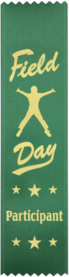 RibbonsNow Field Day Participant Ribbons - 100 Green Bookmark Style Ribbons