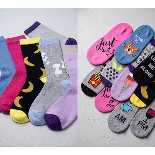 Image of Tipi Toe Women's Fun Patterned Dress Socks, 12-Pack Lightweight Colorful Crew Socks, Casual Novelty Assorted Designs