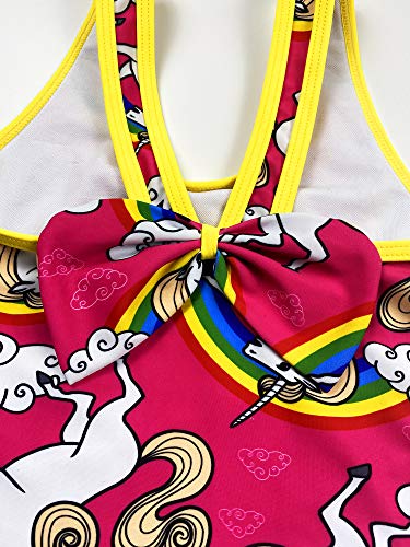 Girls One Piece Rainbow Unicorn Swimsuit Stars Print Swimwear Bathing Suit 5