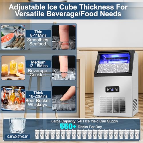 Máquina comercial para hacer hielo 120lbs/24h acero inoxidable miniatura 6