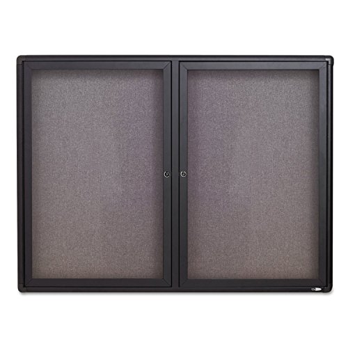 Quartet Bulletin Board, 4' x 3' Enclosed Fabric Notice Board, Lockable Swing Doors, Graphite Frame (2364L)