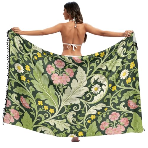 Ropa de playa para mujer tipo caftán largo con estampado floral