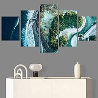 SIGNWIN 5 Panel Canvas Wall Art Coastal Scenery for Home Decorations Ready to Hang - 60