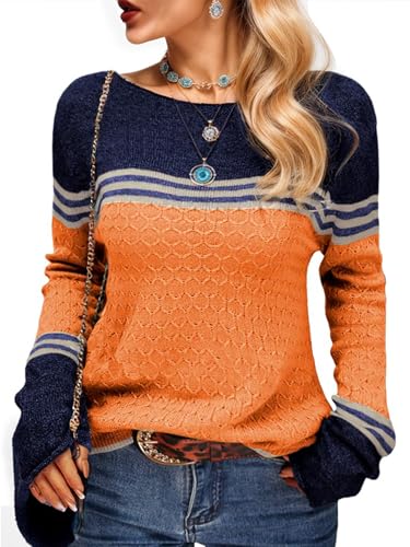 Womens Sweaters Fall 2025 Fashion Boho Trendy Lightweight Pullover Crew Long Sleeve Cute Tops for Women Winter Outfits