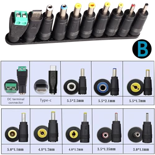 Laptop DC Power Adapter Kits 41 PCS Universal 5.5 mm x 2.1 mm DC AC Power Adapter Tips Connector for Power Supply Plug Jack Sets3