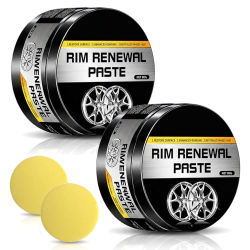 Image of All-in-One Wheel Care & Restoration Paste with Sponge (2) | Multi-Purpose Wheel Restoration Polish Buffs, Professional Scuff Remover and High-Gloss Restorer for Car Motorcycles Tires