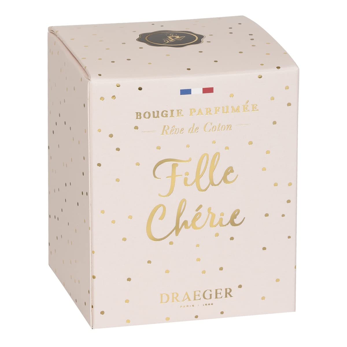 DRAEGER PARIS - Bougie Cadeau blanche Parfumée Rêve de coton Fille chérie - Idée Cadeau Anniversaire, Fille, Enfant - Pot en verre - Made in France - 100% Cire Végétale - 40h