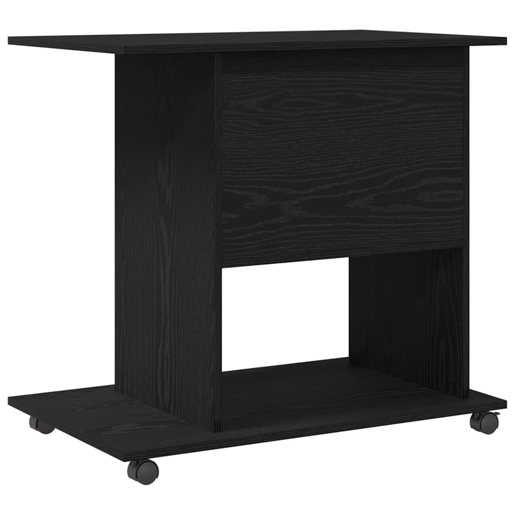 Scrivania Porta PC con Ruote Rovere Nero 80x50x75 cm | Tavolo porta computer compatto con vassoio tastiera estraibile e rotelle, ideale per ufficio e camera da letto.