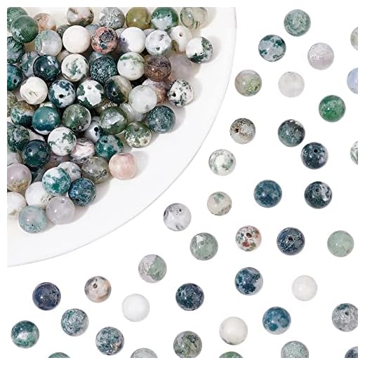 NBEADS 1 hebra Incluye 120 Piezas de 8 mm de Ágata Natural de Piedras Preciosas Redondas Cuentas de Piedra Sueltas con Orificio de 1 mm para Pulseras de Bricolaje Collares Fabricación de Joyas