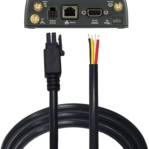 Miniatura 3 de CompuPort ofrece un cable CC de alimentación GPIO blindado de 4 pines, con puntas de barril soldadas de 24 AWG, compatible con módems de Microhard,