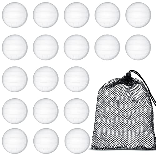 20 Pieces Mini Volleyball, White Volleyball Stress Ball Mini Sports Stress Foam Ball Tiny Volleyball with Black Drawstring Mesh Bag for Volleyball Birthday Theme Party Supplies, School Carnival Reward
