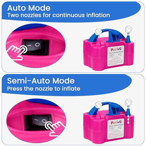 PCFING Balloon Pump Electric, Portable Balloons Inflator Blower Machine with Balloon Tie Tool & Dual Nozzle - Image 6