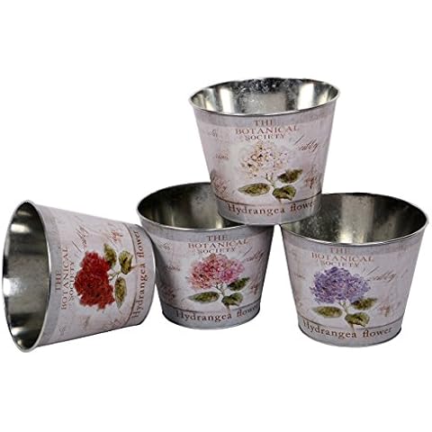 Nature by Kolibri Blumentopf Set Pflanzentopf Zink Hortensie Übertopf 4 Stück 21cm Cover