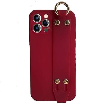 Topwin iPhone 13 Pro Max 6.7'' Hand Strap Kickstand Case, Soft Silicone Gel Rubber with Adjustable Wrist Strap Handy Belt Loop Kickstand Wristband for Apple iPhone 13 Pro Max 6.7'' 2021 (Wine Red)